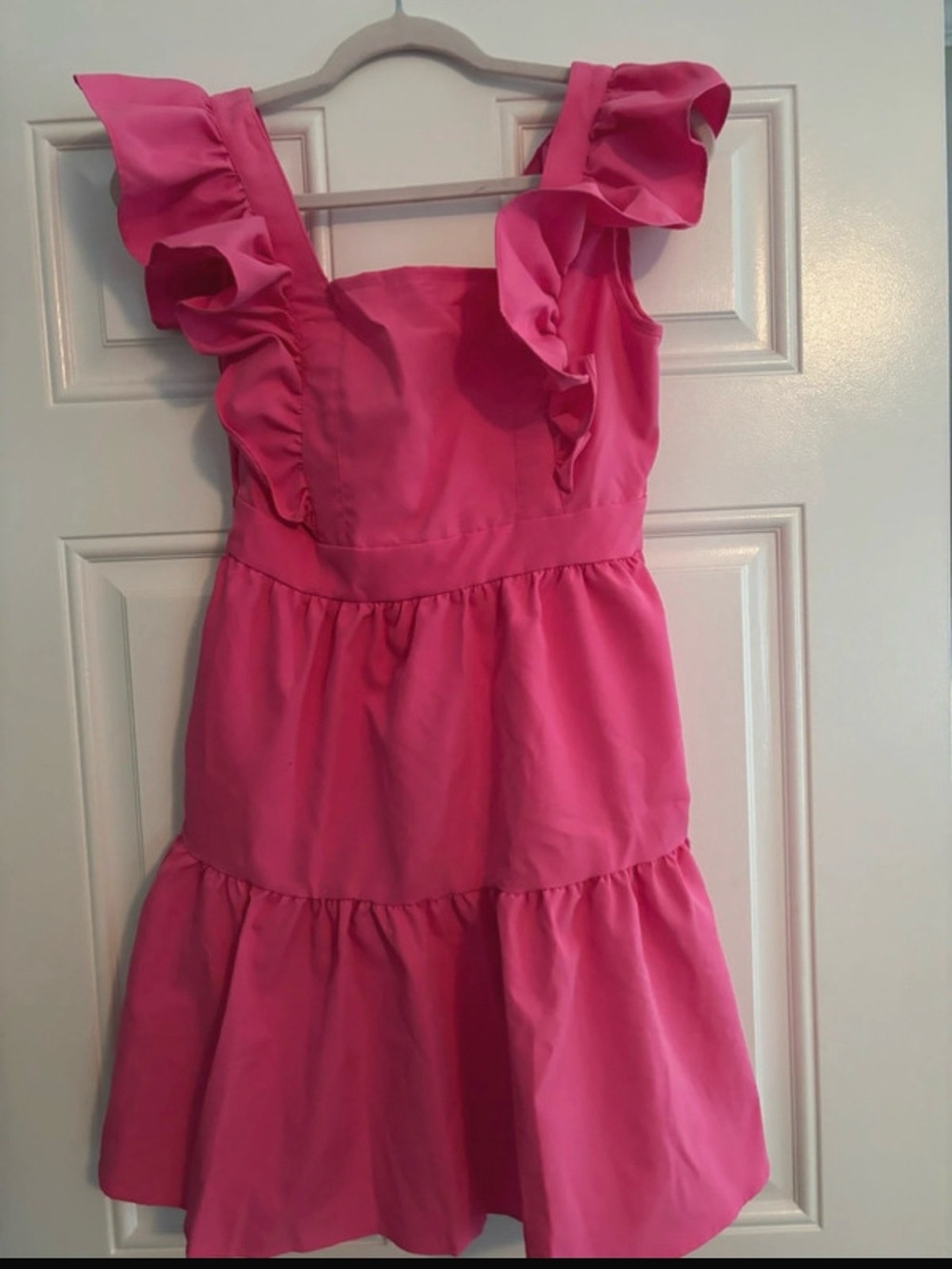 Women' s Pink Ruffle Strap Tiered Dress
